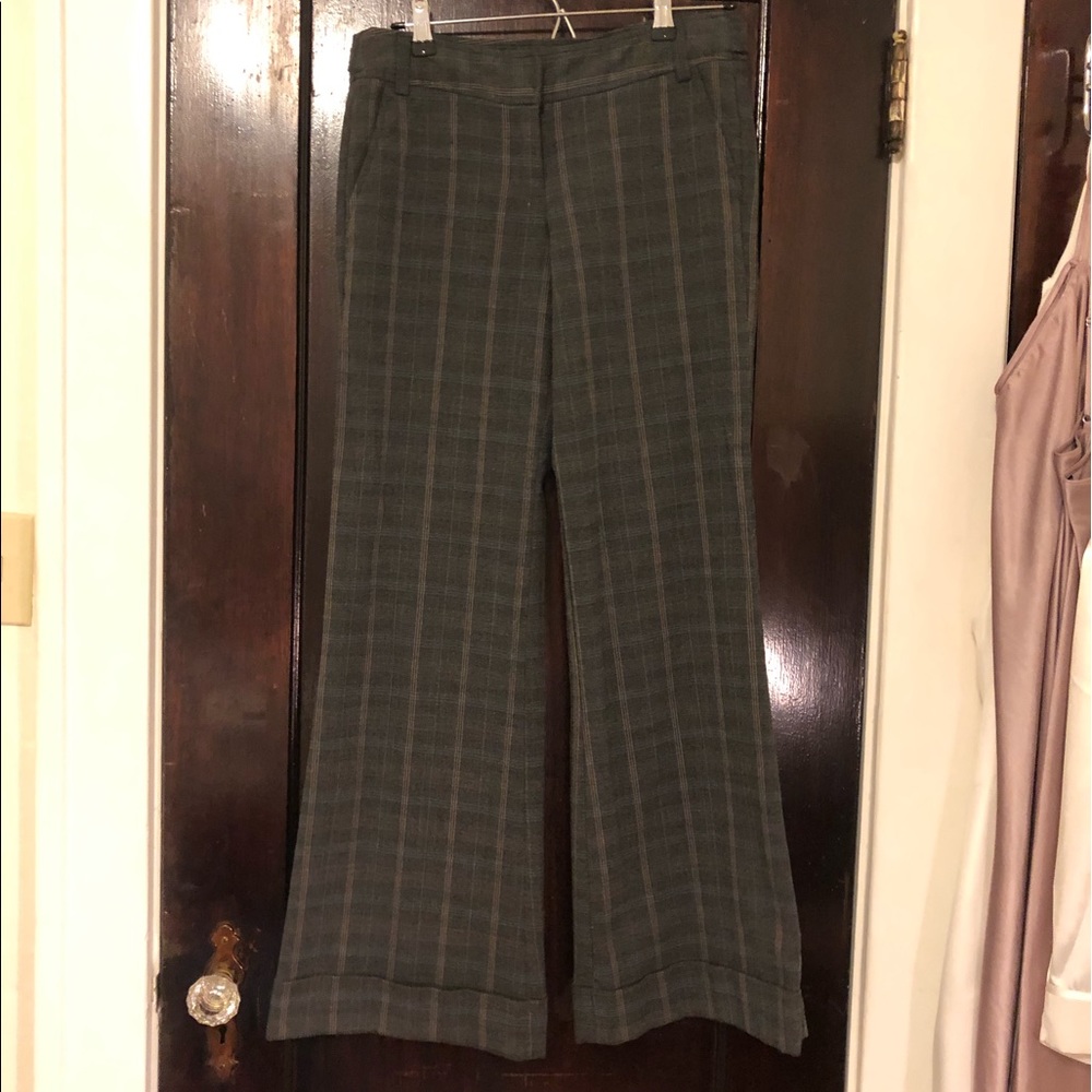 Menswear Inspired Wide Leg Dress Pants. Plaid.